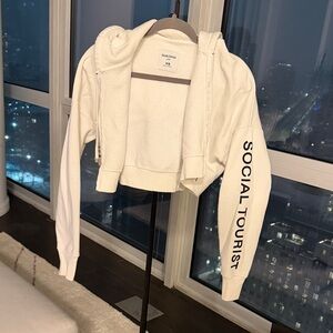 Abercrombie & Fitch Cream Sweater with Sleeve Text